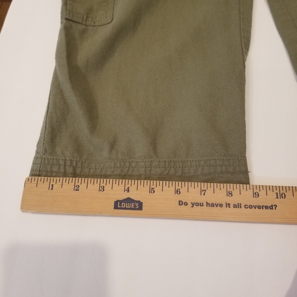 Larry Levine Pants Women's 12 Crop Capri Olive Green Linen Rayon Cargo Pocket - Picture 5 of 7